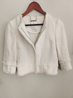 Ted Baker LONDON Cream Tweed Zip-Front Jacket